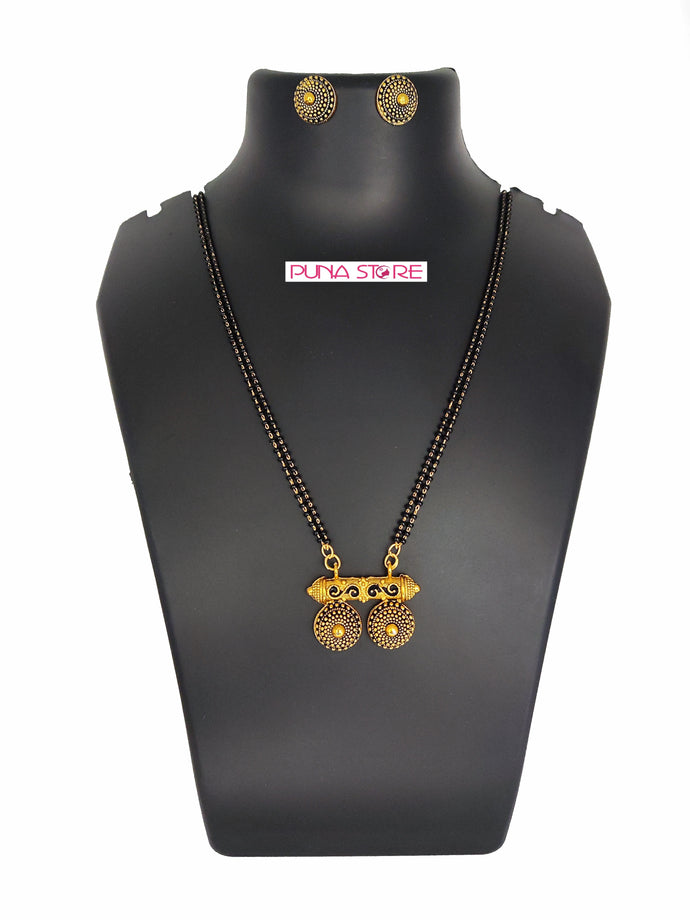Gold Plated Alloy 24 Inch Mangalsutra with Earrings With Couple Propose in  Heart Shape Diamond Attatched Pendant Mangalsutra Free in everyday Sale